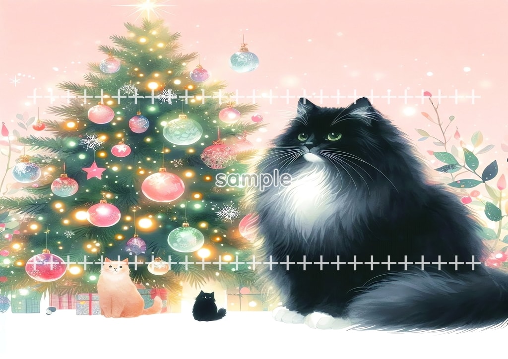 Black cat christmas Original picture image material copyright free 50P Black_cat_christmas_01
