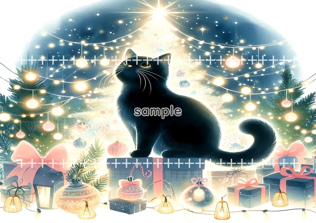 Black cat christmas Original picture image material copyright free 50P Black_cat_christmas_02