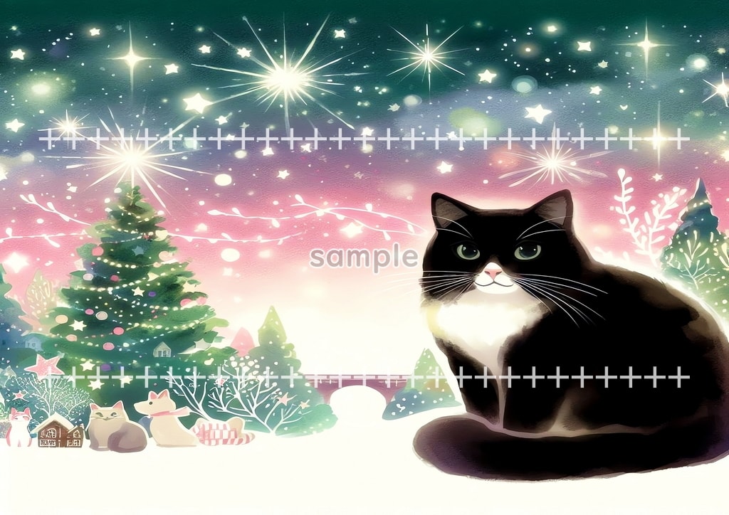 Black cat christmas Original picture image material copyright free 50P Black_cat_christmas_03
