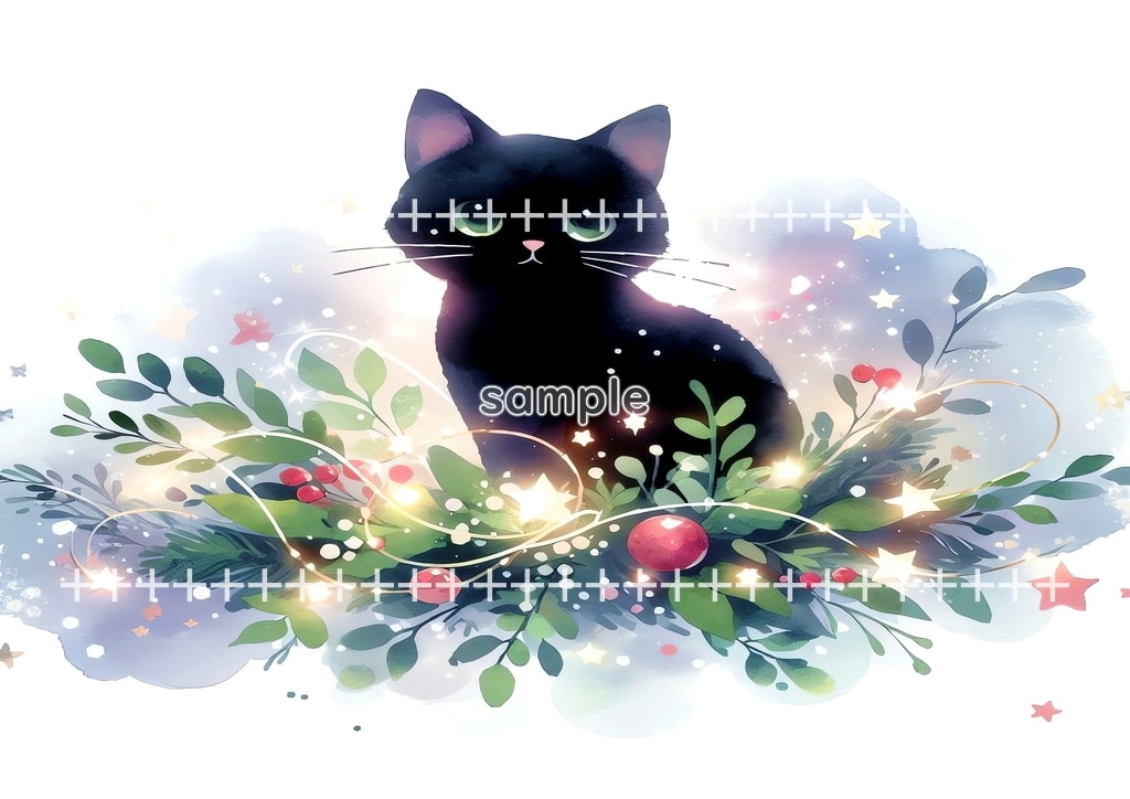 Black cat christmas Original picture image material copyright free 50P Black_cat_christmas_04