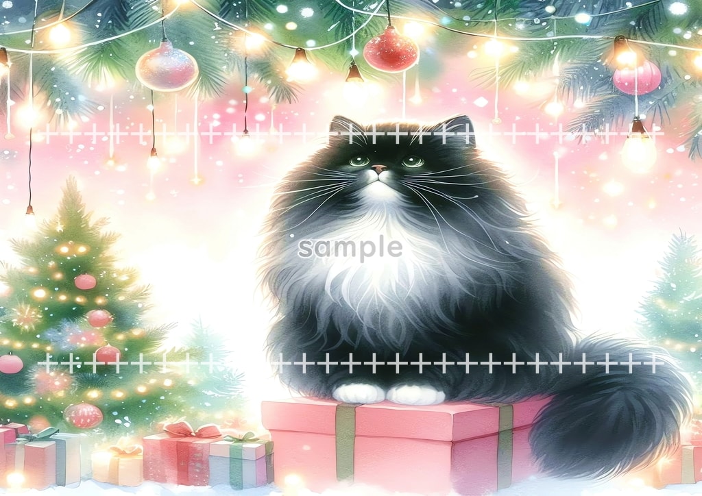 Black cat christmas Original picture image material copyright free 50P Black_cat_christmas_05