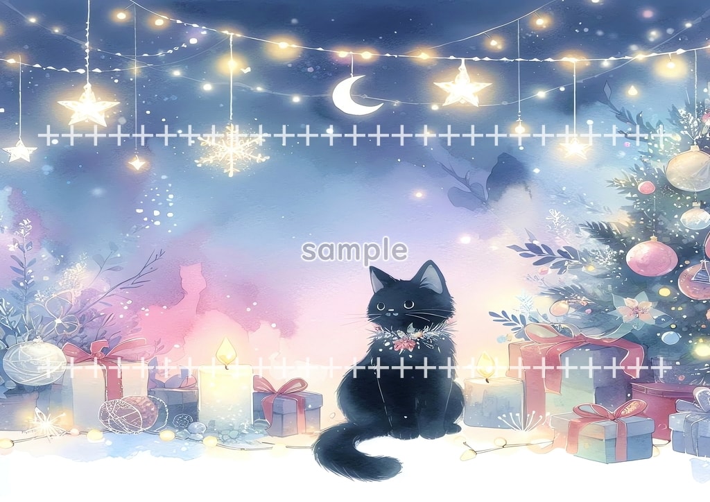 Black cat christmas Original picture image material copyright free 50P Black_cat_christmas_06