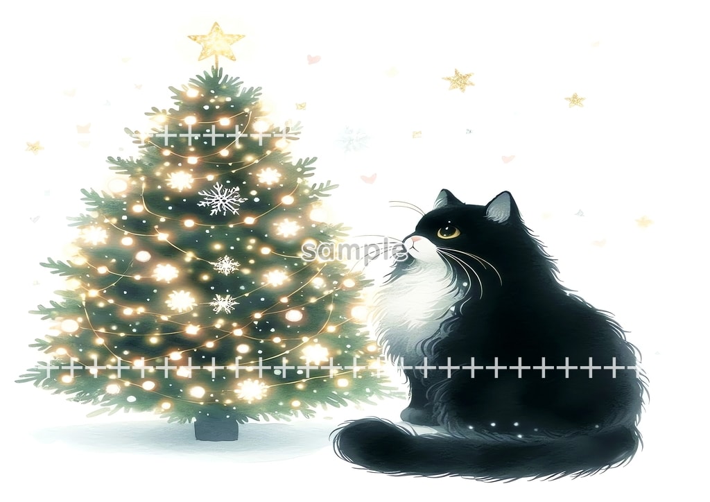 Black cat christmas Original picture image material copyright free 50P Black_cat_christmas_07