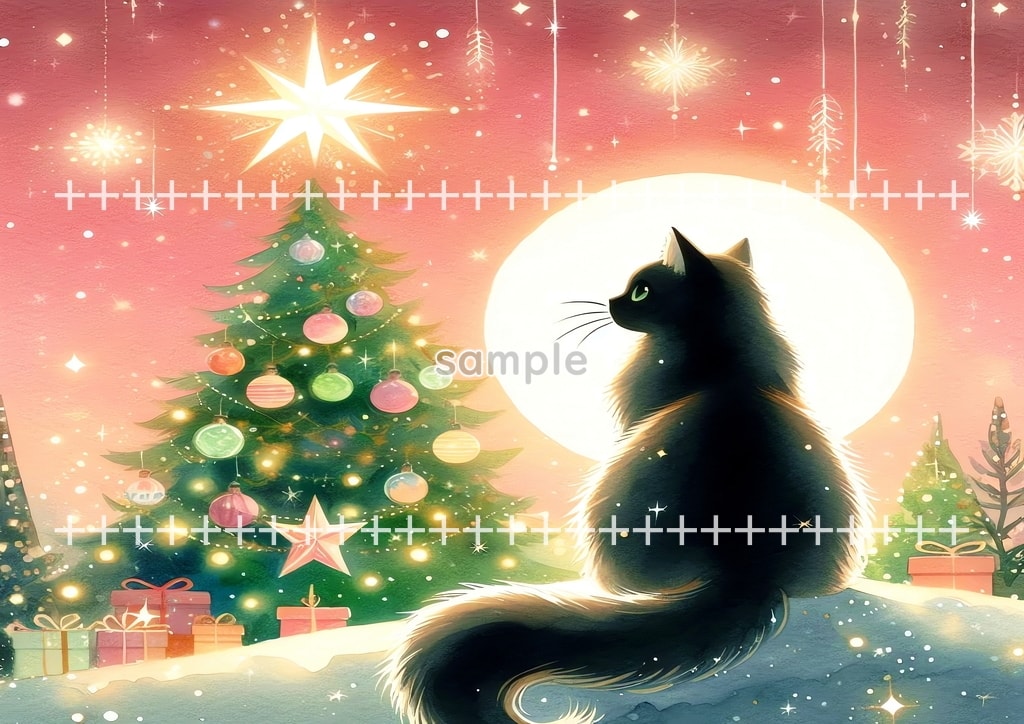 Black cat christmas Original picture image material copyright free 50P Black_cat_christmas_08