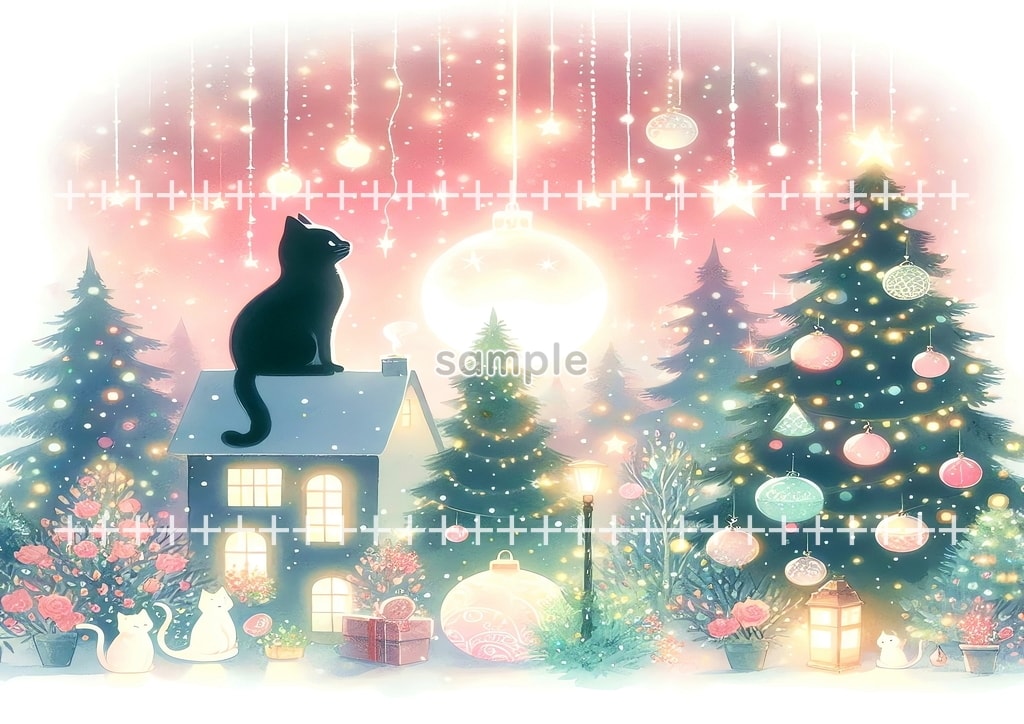 Black cat christmas Original picture image material copyright free 50P Black_cat_christmas_09