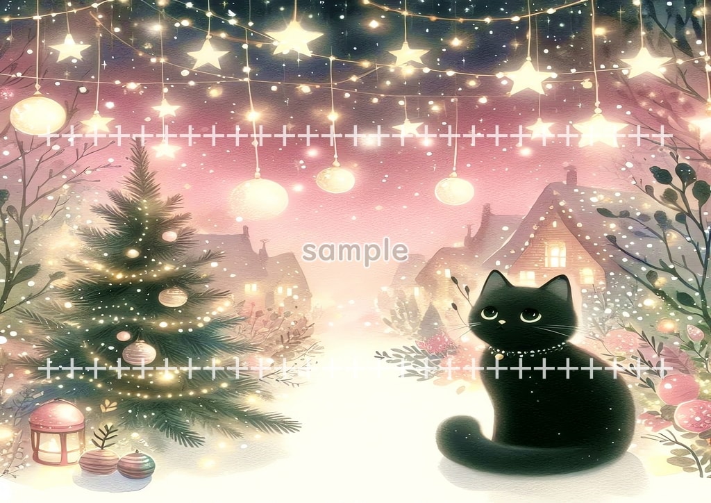 Black cat christmas Original picture image material copyright free 50P Black_cat_christmas_10