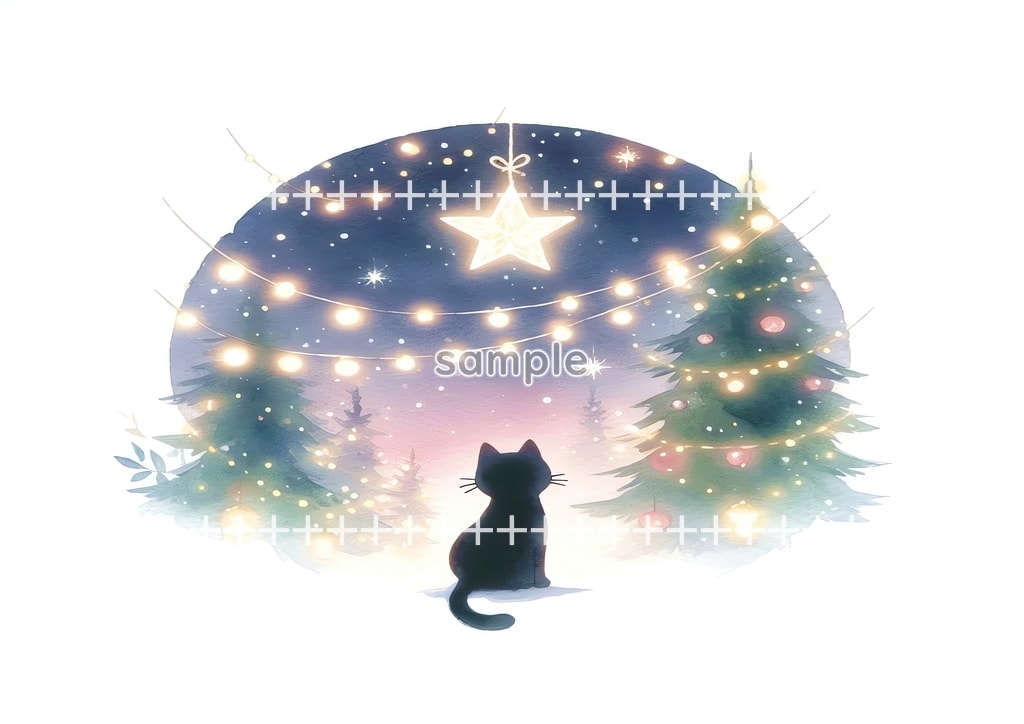 Black cat christmas Original picture image material copyright free 50P Black_cat_christmas_11