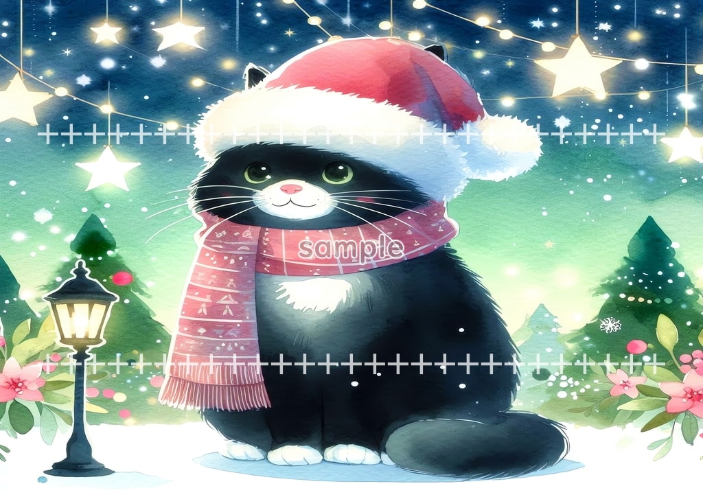 Black cat christmas Original picture image material copyright free 50P Black_cat_christmas_12
