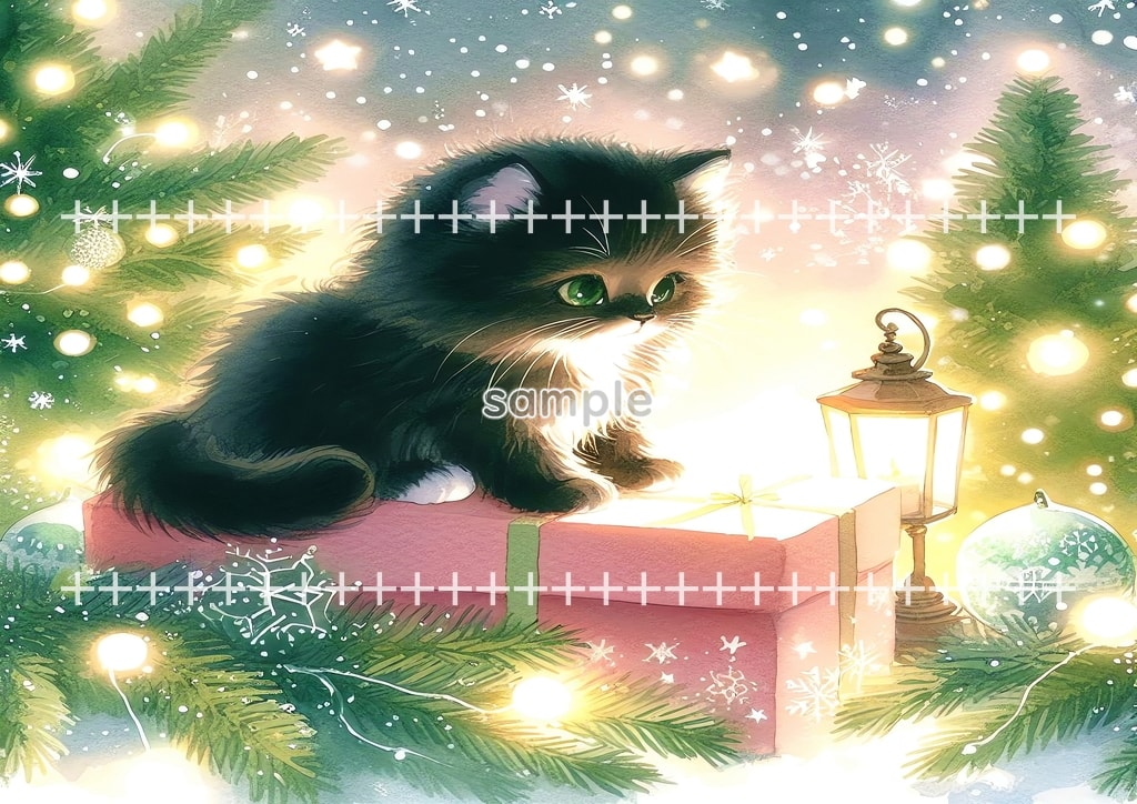 Black cat christmas Original picture image material copyright free 50P Black_cat_christmas_14