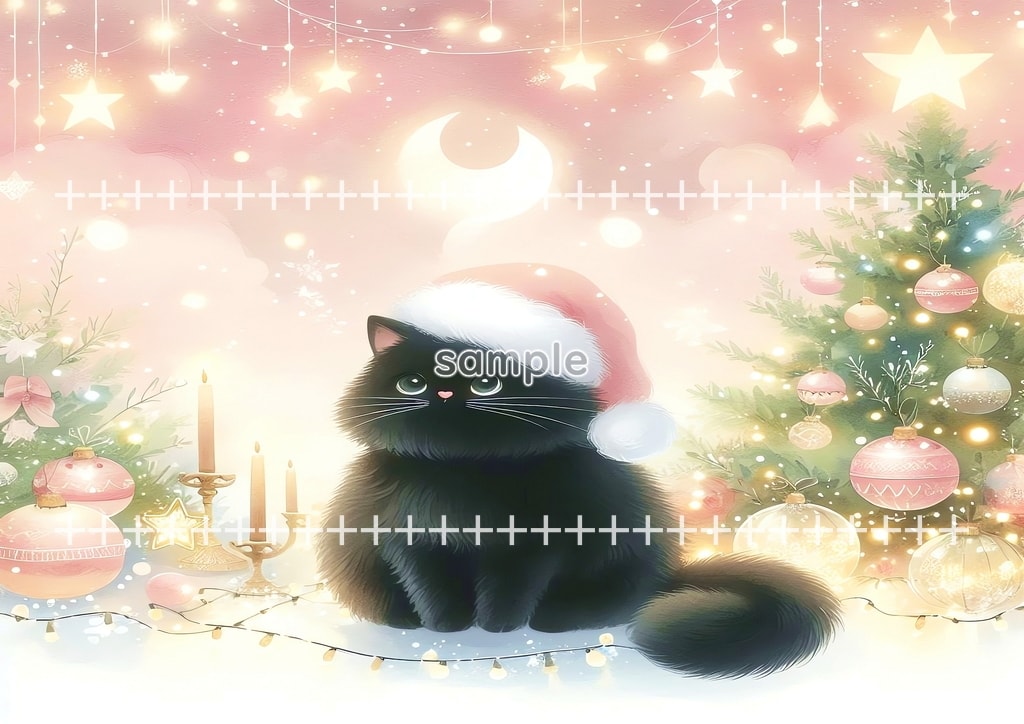 Black cat christmas Original picture image material copyright free 50P Black_cat_christmas_15