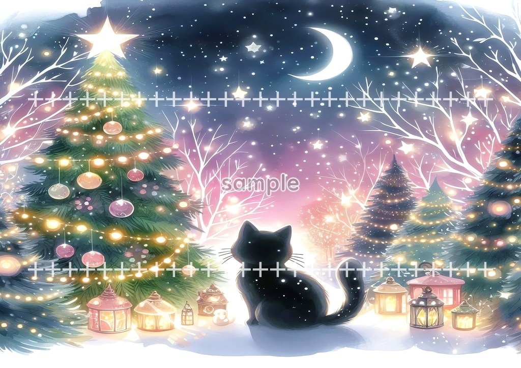 Black cat christmas Original picture image material copyright free 50P Black_cat_christmas_16