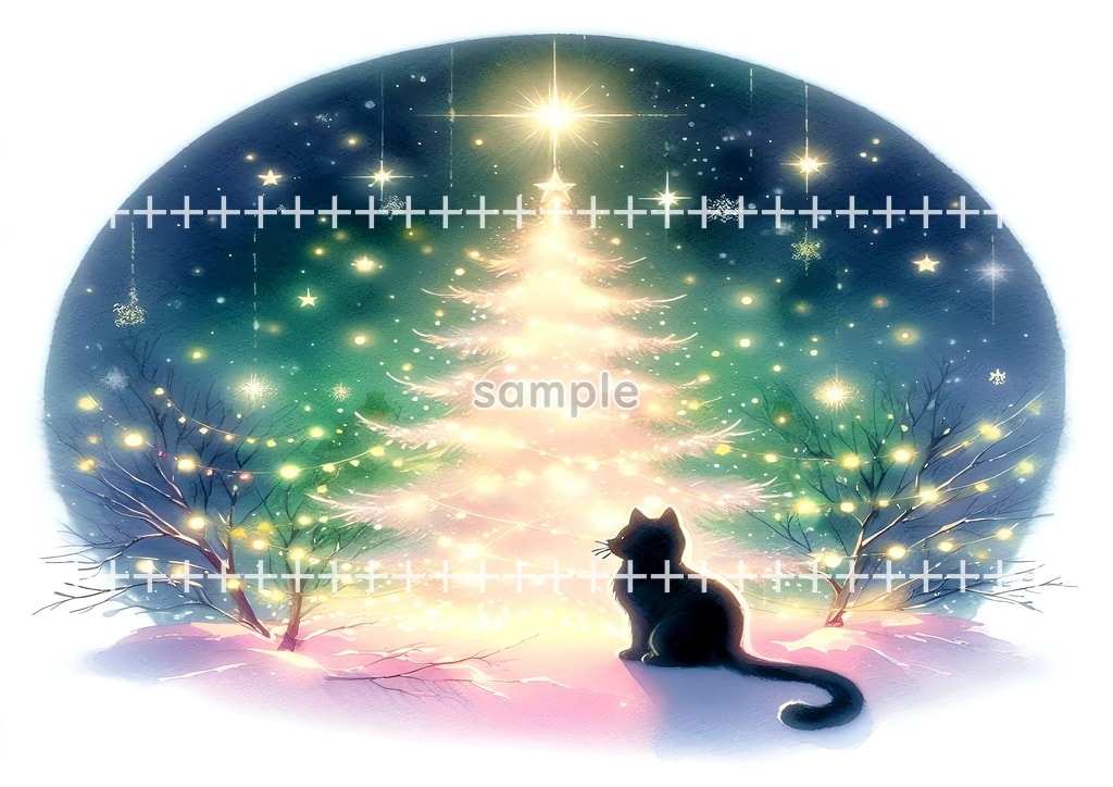 Black cat christmas Original picture image material copyright free 50P Black_cat_christmas_17