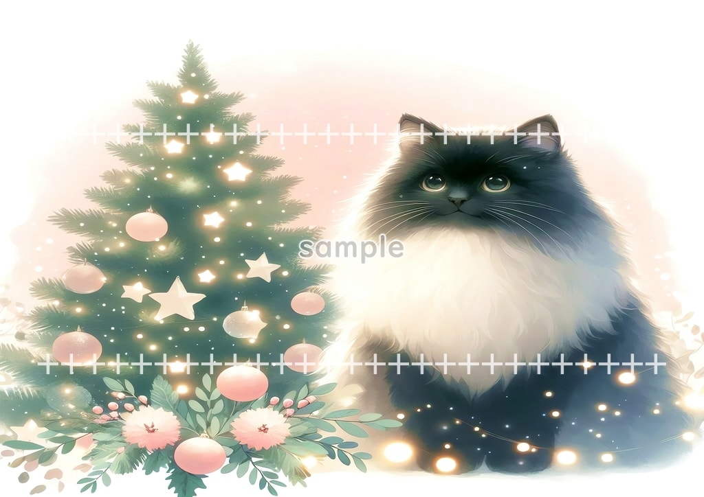 Black cat christmas Original picture image material copyright free 50P Black_cat_christmas_18