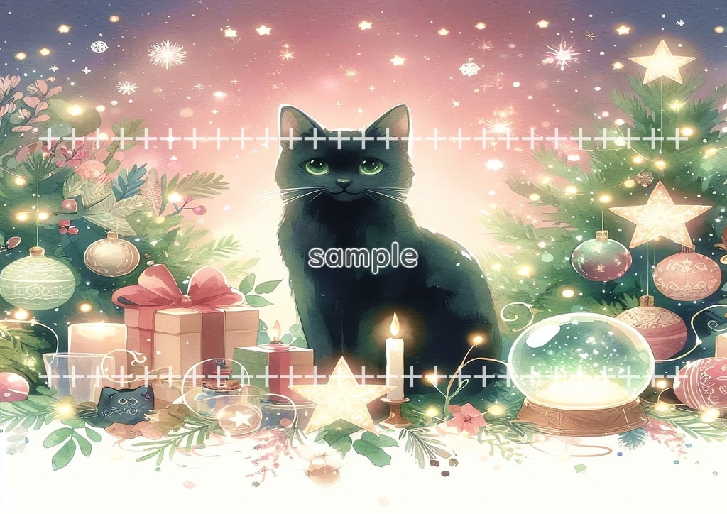Black cat christmas Original picture image material copyright free 50P Black_cat_christmas_19