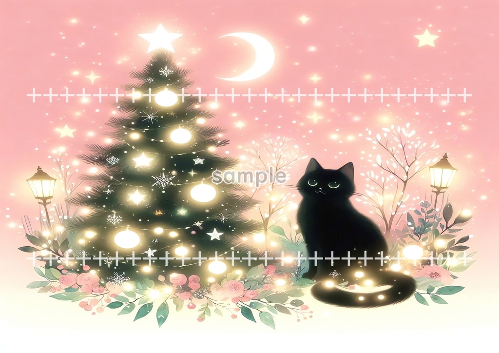 Black cat christmas Original picture image material copyright free 50P Black_cat_christmas_21