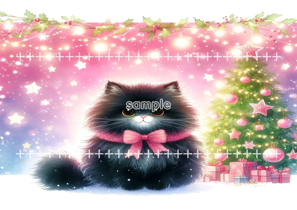 Black cat christmas Original picture image material copyright free 50P Black_cat_christmas_22