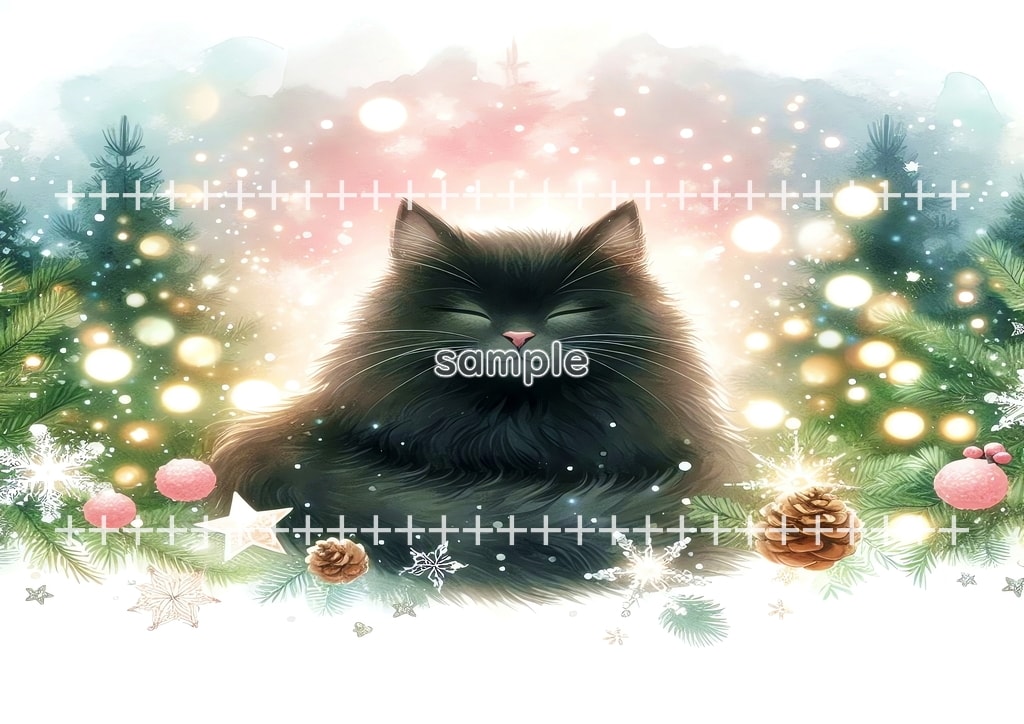 Black cat christmas Original picture image material copyright free 50P Black_cat_christmas_24