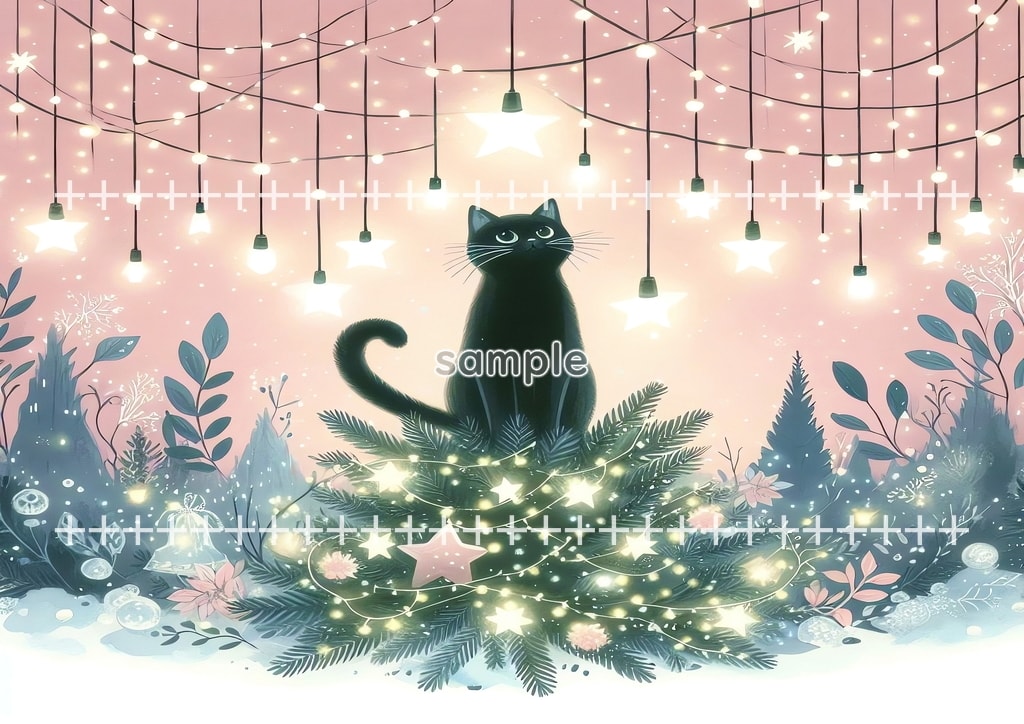 Black cat christmas Original picture image material copyright free 50P Black_cat_christmas_25