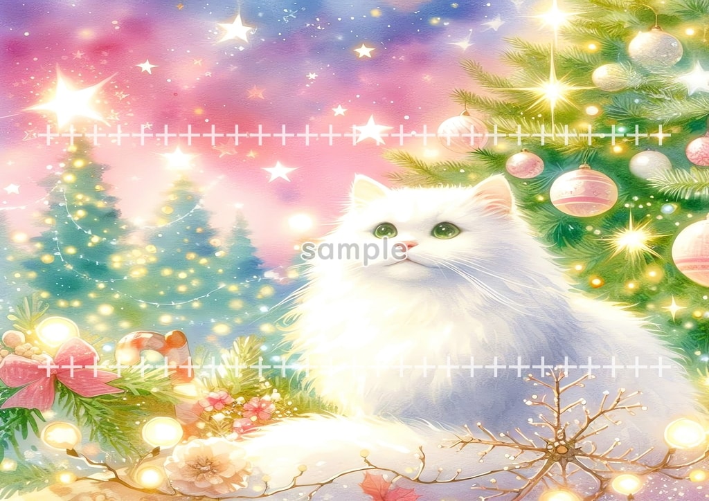 White cat christmas Original picture image material copyright free 74P White_cat_christmas_01