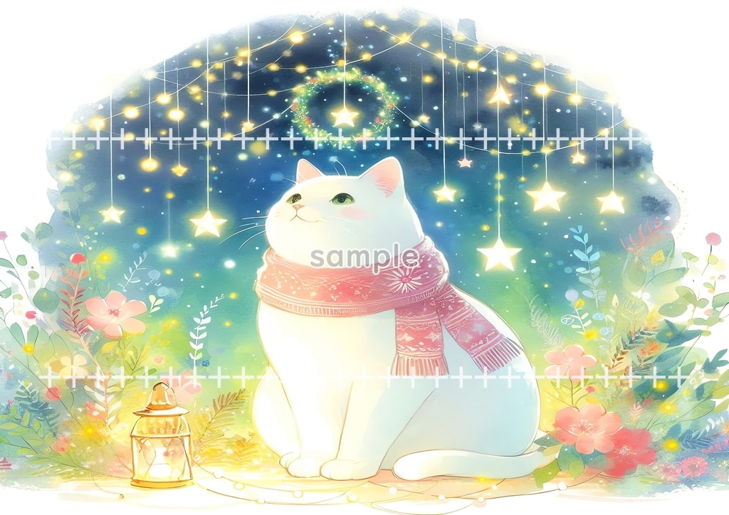 White cat christmas Original picture image material copyright free 74P White_cat_christmas_02