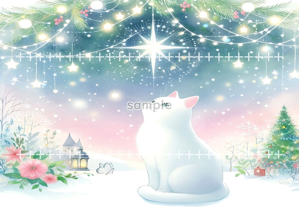 White cat christmas Original picture image material copyright free 74P White_cat_christmas_04