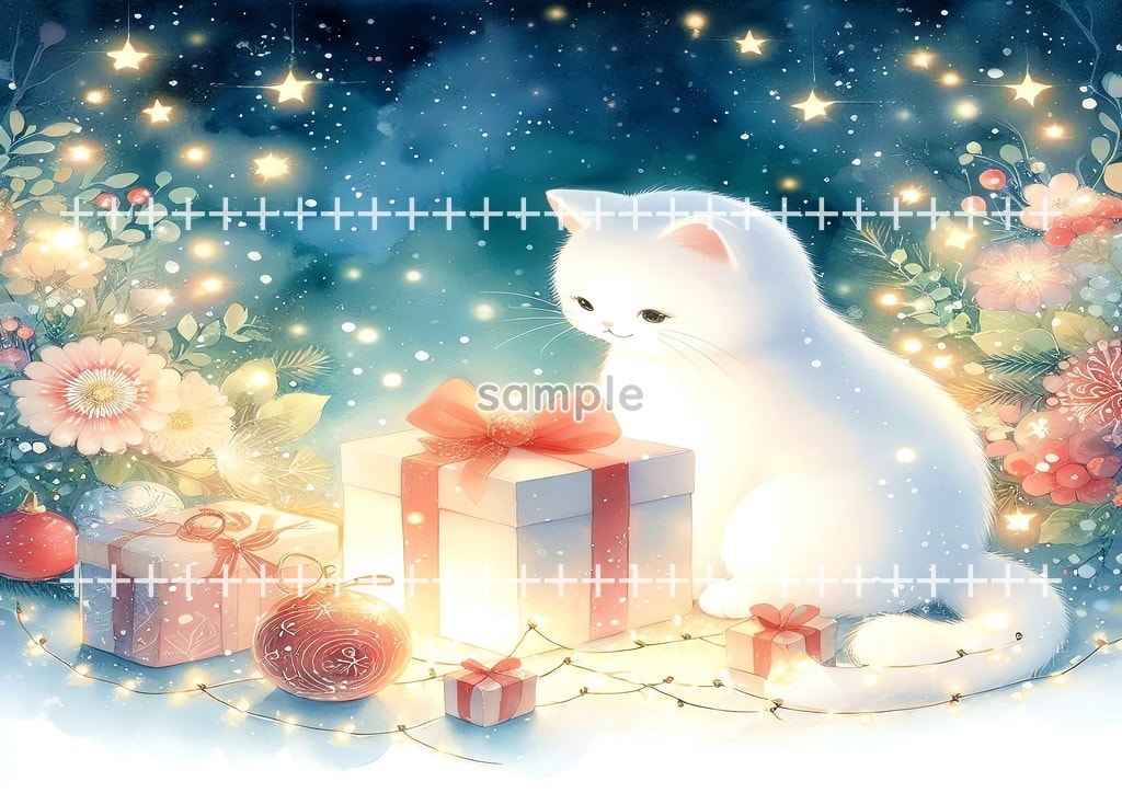 White cat christmas Original picture image material copyright free 74P White_cat_christmas_09