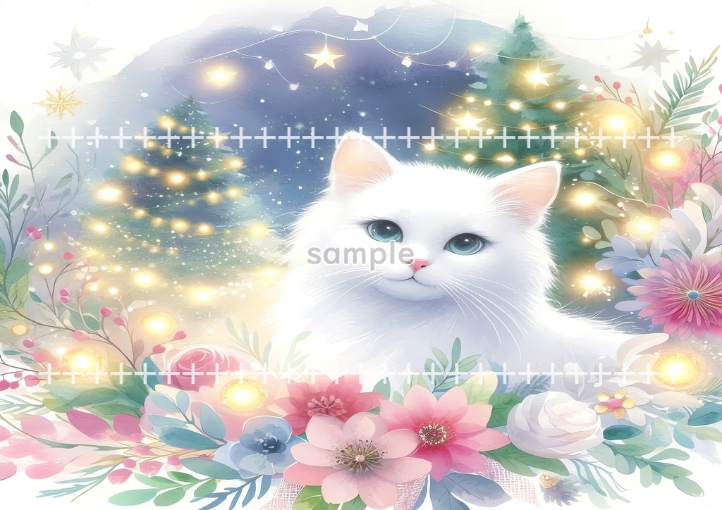 White cat christmas Original picture image material copyright free 74P White_cat_christmas_10