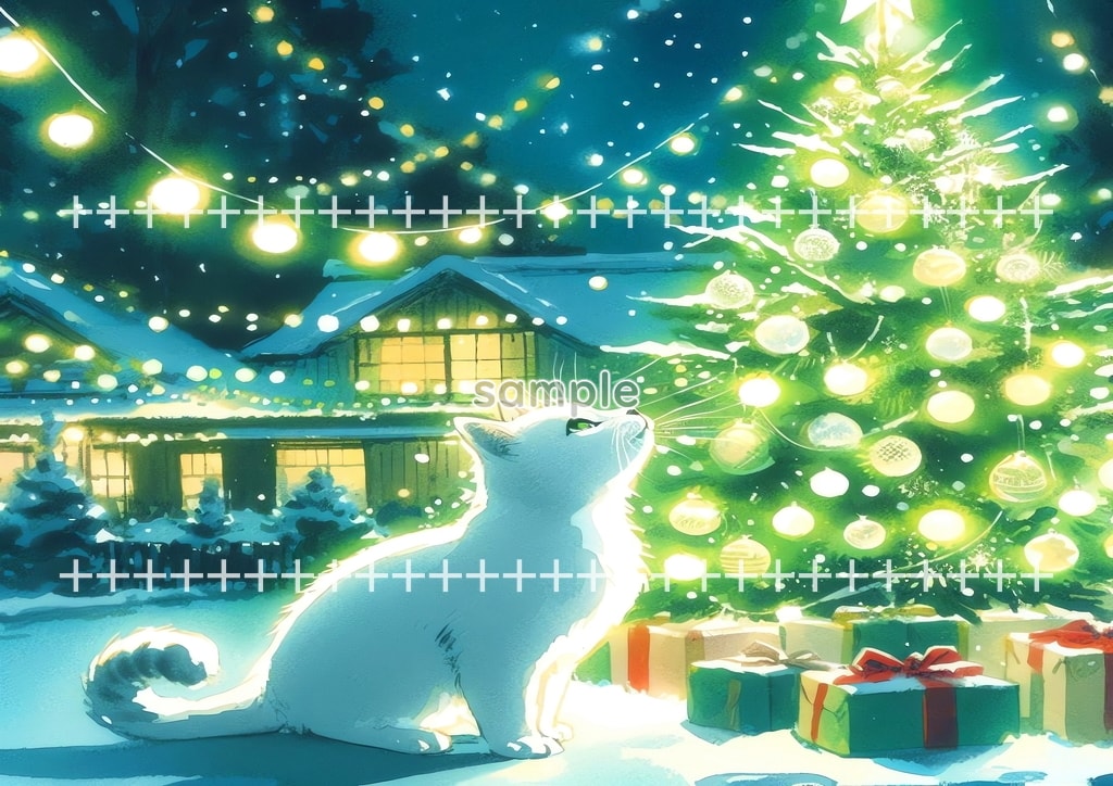 White cat christmas Original picture image material copyright free 74P White_cat_christmas_12