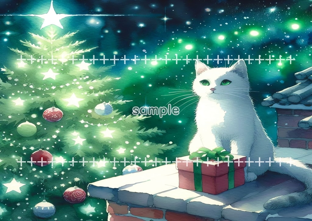 White cat christmas Original picture image material copyright free 74P White_cat_christmas_13