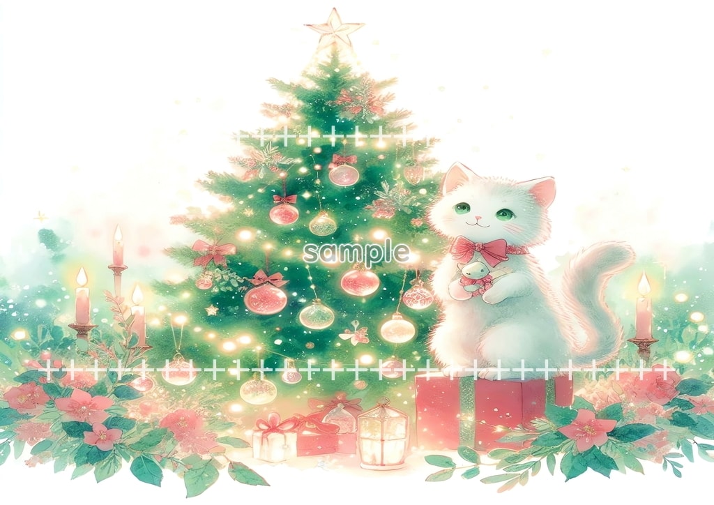 White cat christmas Original picture image material copyright free 74P White_cat_christmas_14