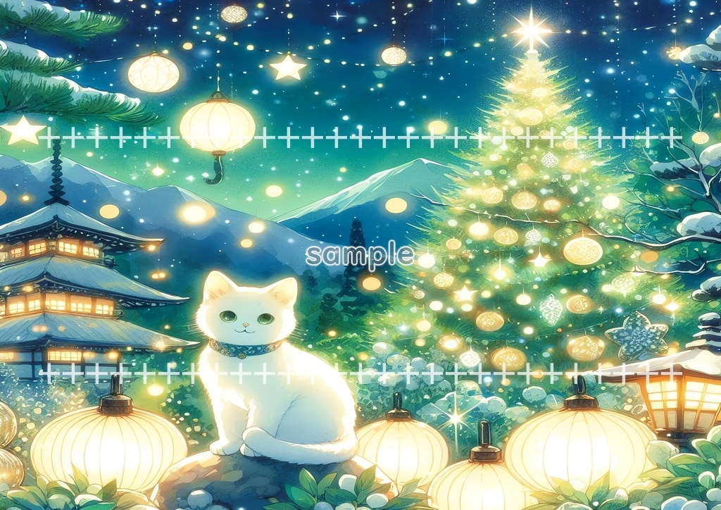 White cat christmas Original picture image material copyright free 74P White_cat_christmas_15