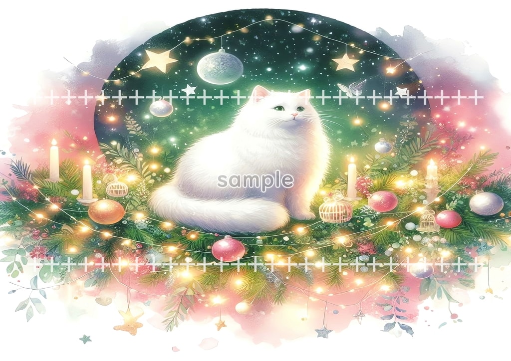 White cat christmas Original picture image material copyright free 74P White_cat_christmas_17