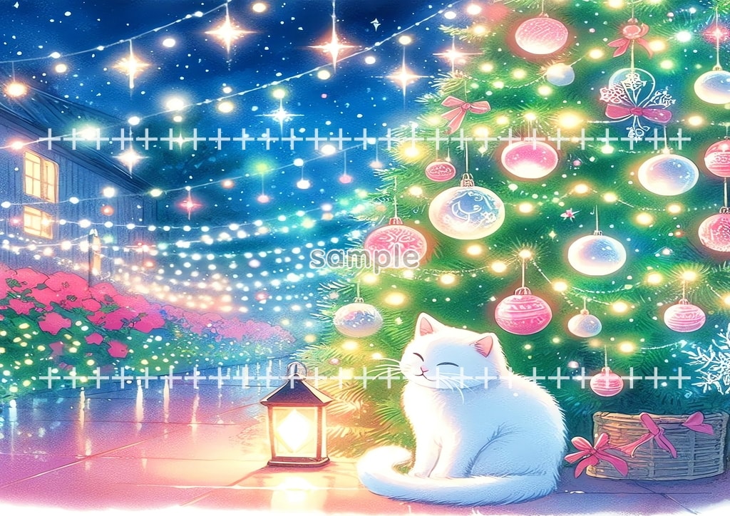 White cat christmas Original picture image material copyright free 74P White_cat_christmas_19