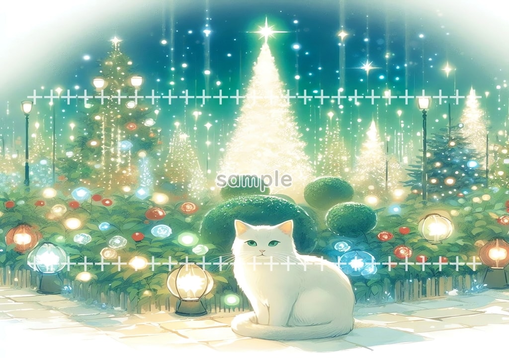 White cat christmas Original picture image material copyright free 74P White_cat_christmas_20