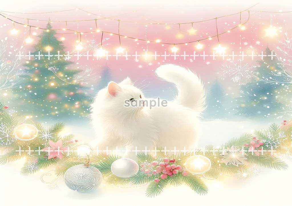 White cat christmas Original picture image material copyright free 74P White_cat_christmas_23