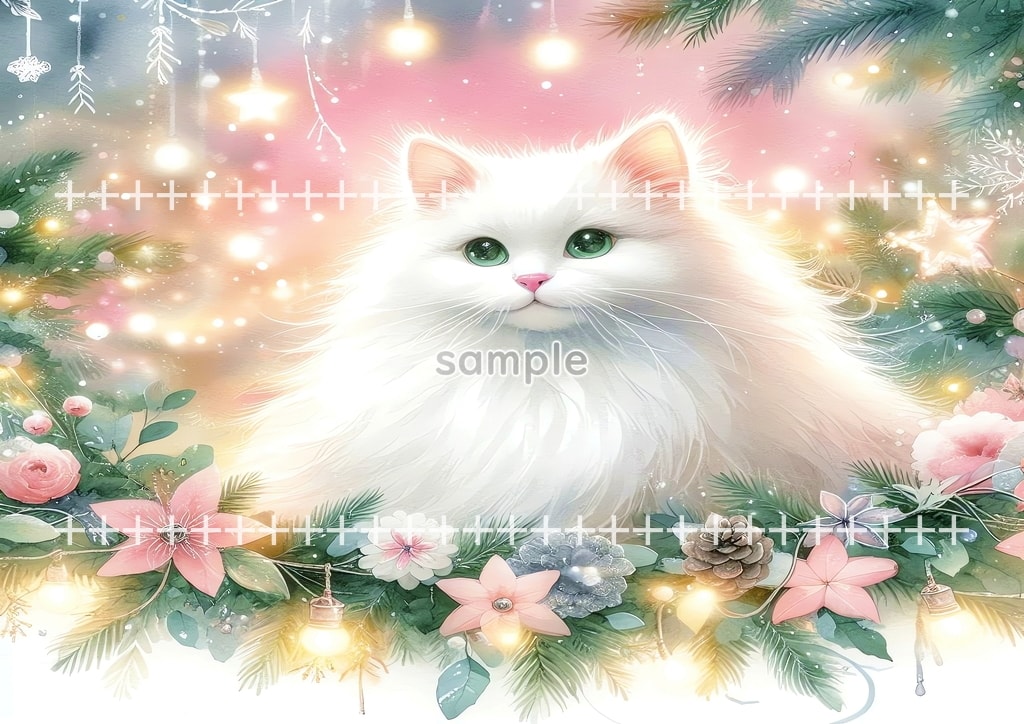 White cat christmas Original picture image material copyright free 74P White_cat_christmas_24