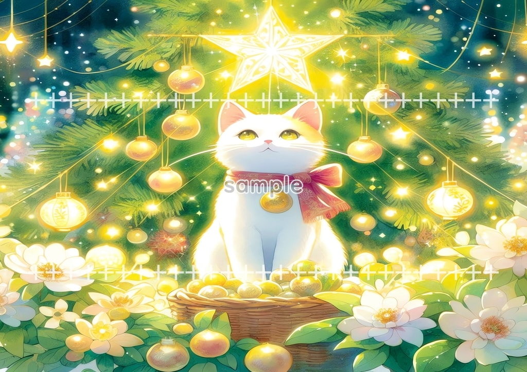 White cat christmas Original picture image material copyright free 74P White_cat_christmas_29