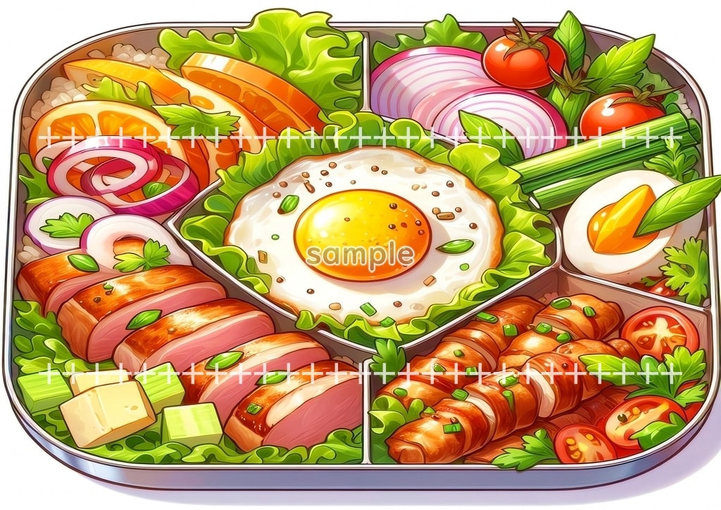 お弁当 食べ物 オリジナル絵イラスト著作権フリー画像素材 48P Bento_02