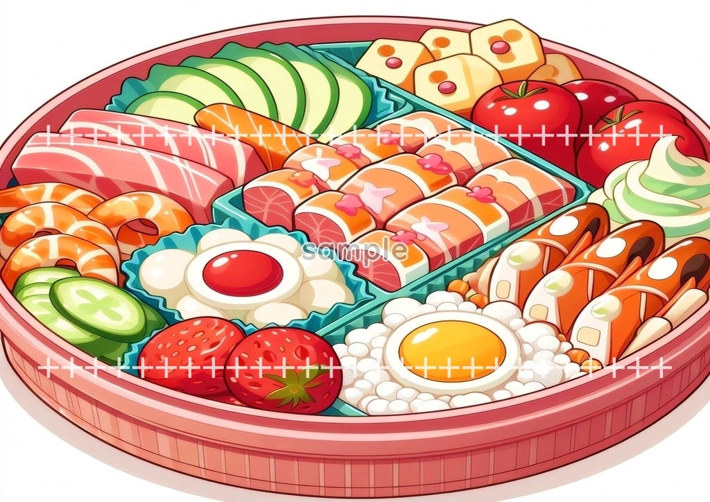 お弁当 食べ物 オリジナル絵イラスト著作権フリー画像素材 48P Bento_03