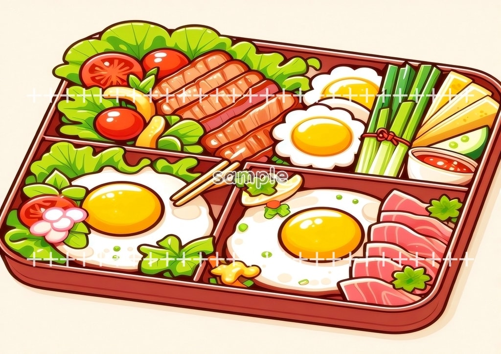 お弁当 食べ物 オリジナル絵イラスト著作権フリー画像素材 48P Bento_06