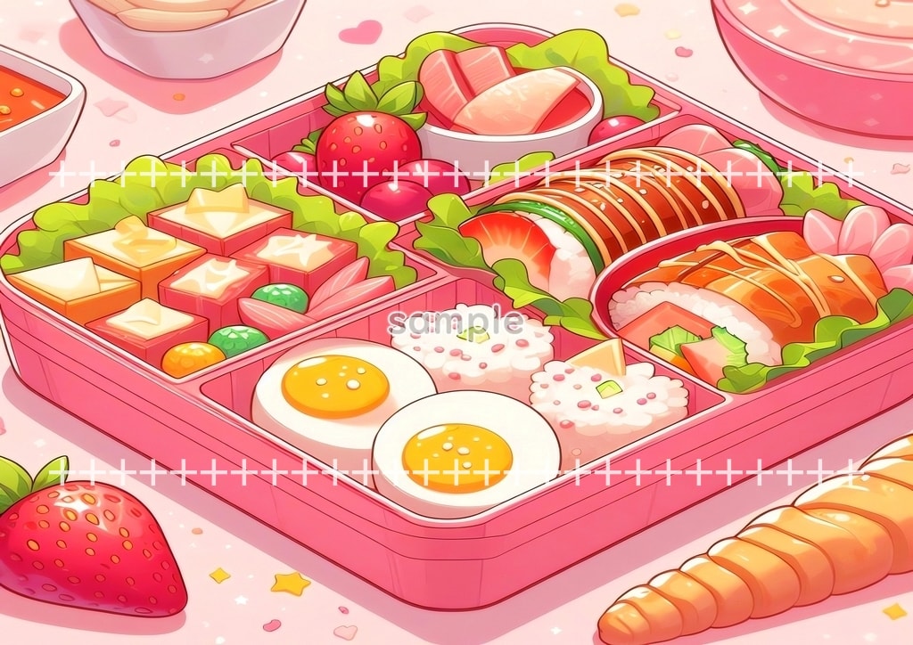 お弁当 食べ物 オリジナル絵イラスト著作権フリー画像素材 48P Bento_07