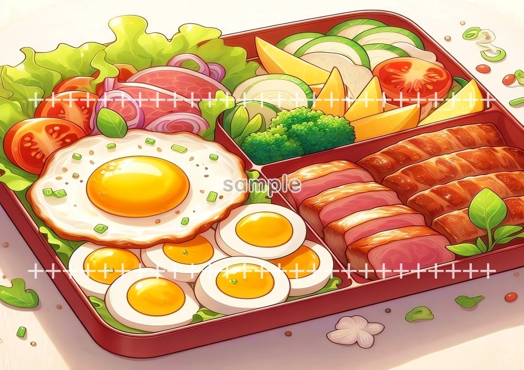 お弁当 食べ物 オリジナル絵イラスト著作権フリー画像素材 48P Bento_10