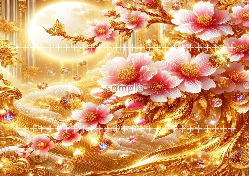 보석 꽃 황금색 03 원본 그림 디지털 아트 저작권 무료 이미지 소재 40P Flower_gold_03_57