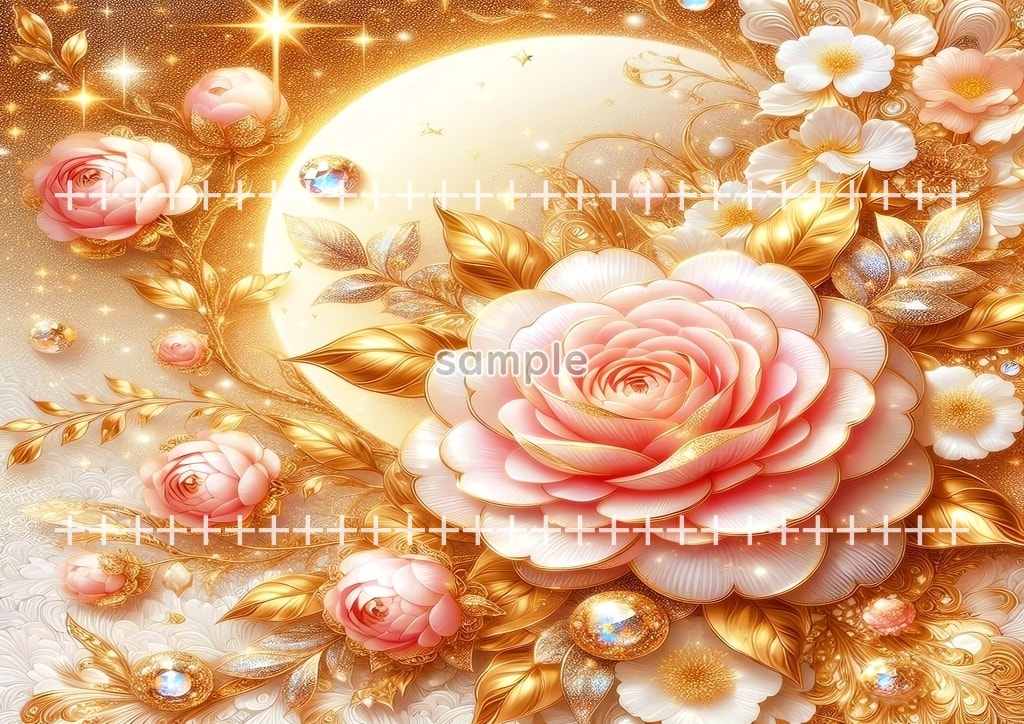 보석 꽃 황금색 03 원본 그림 디지털 아트 저작권 무료 이미지 소재 40P Flower_gold_03_58