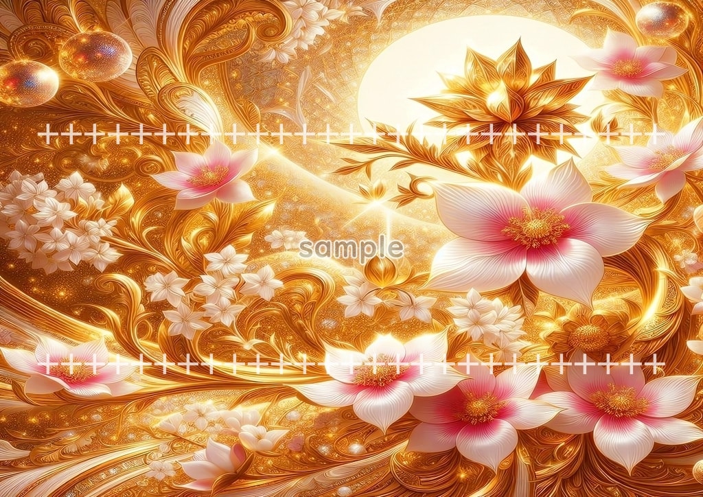 보석 꽃 황금색 04 원본 그림 디지털 아트 저작권 무료 이미지 소재 40P Flower_gold_04_73