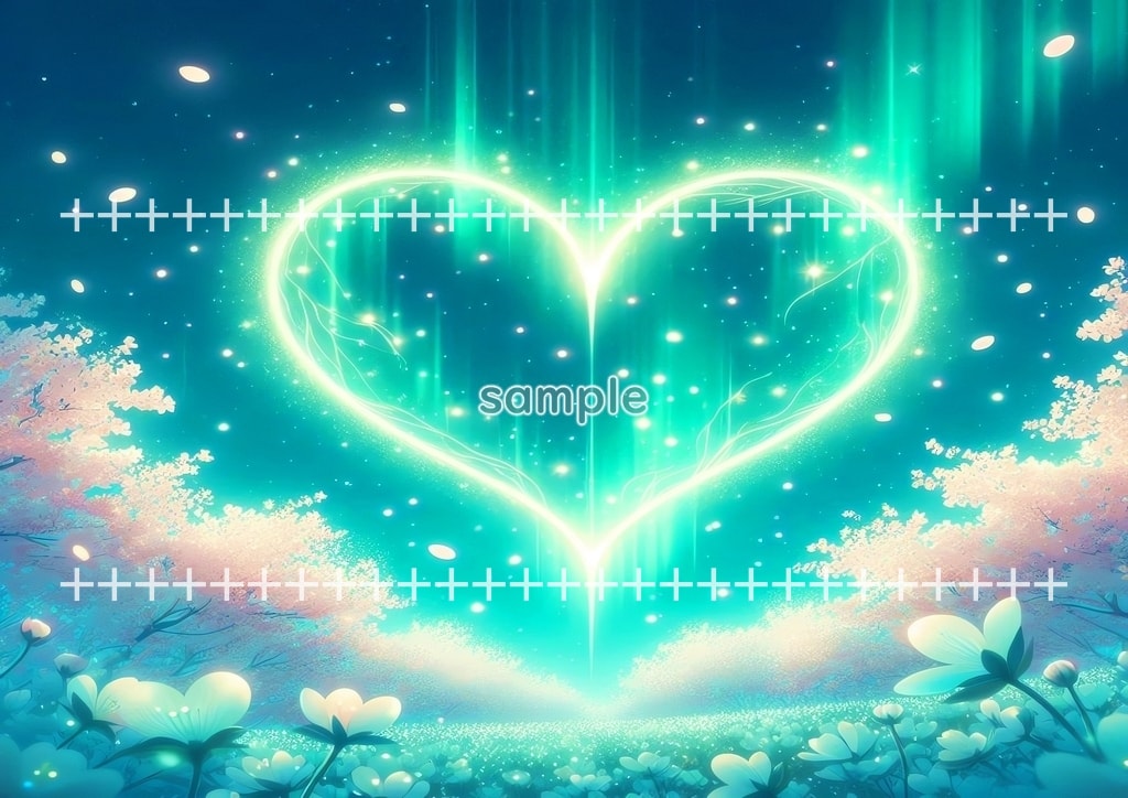 ハート桜 緑 01 オリジナル絵イラスト著作権フリー画像素材 44P Heart_sakura_green_01_07