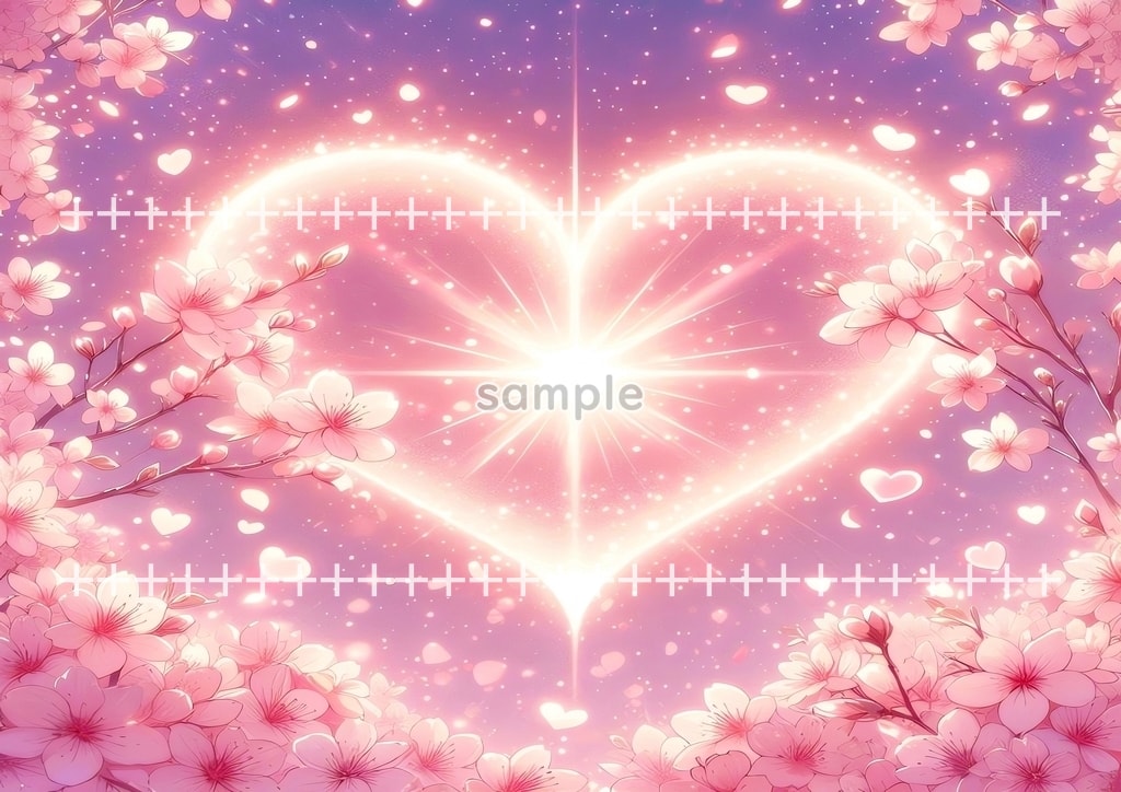 ハート桜 ピンク 01 オリジナル絵イラスト著作権フリー画像素材 42P Heart_sakura_pink_01_14