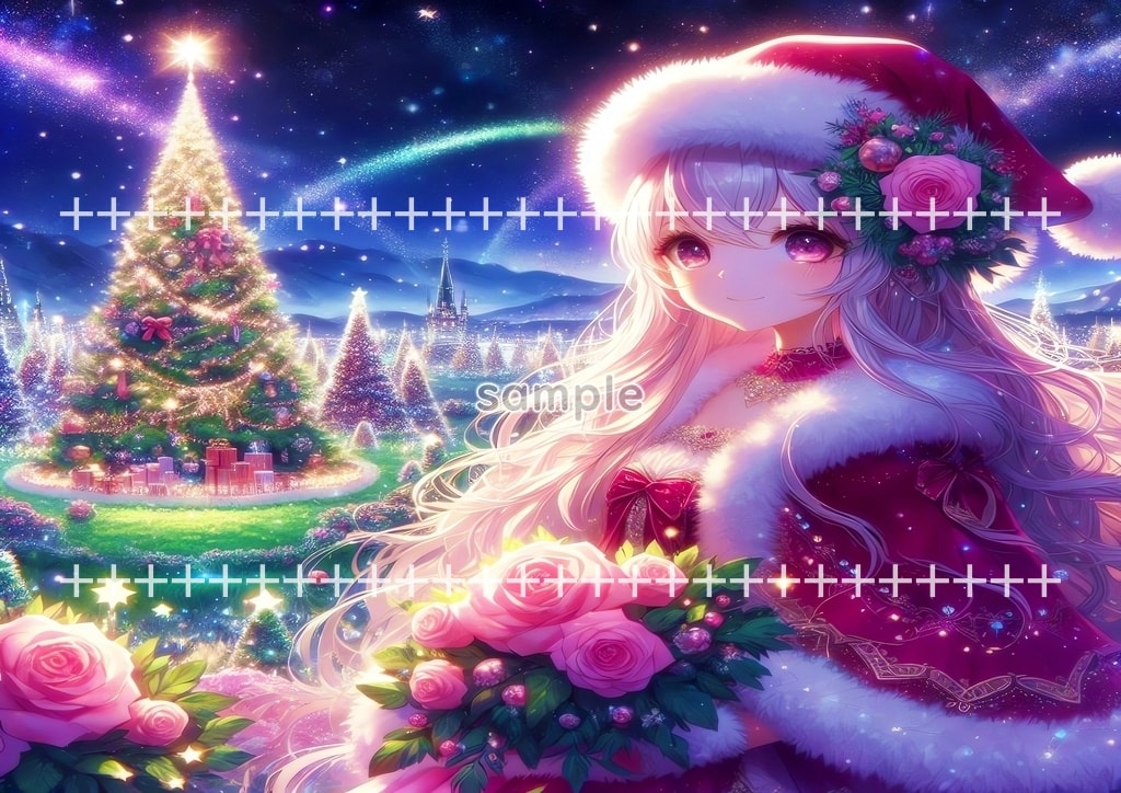 サンタ美少女 クリスマス 01 オリジナル絵イラスト著作権フリー画像素材 40P Santa_girl_01_01