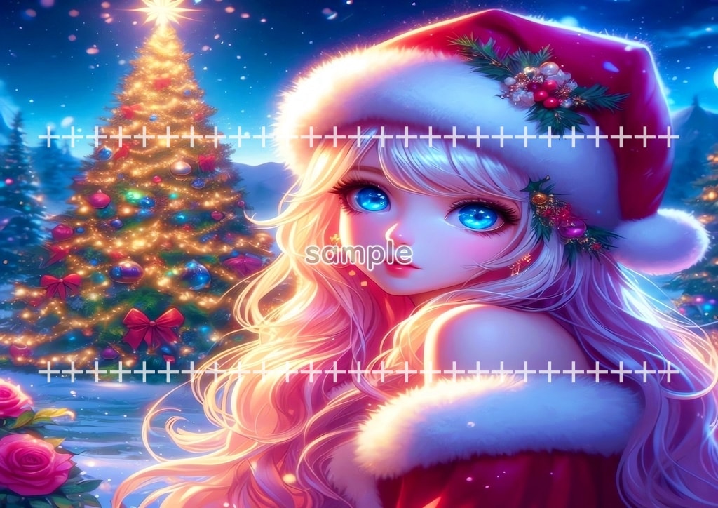 サンタ美少女 クリスマス 01 オリジナル絵イラスト著作権フリー画像素材 40P Santa_girl_01_05