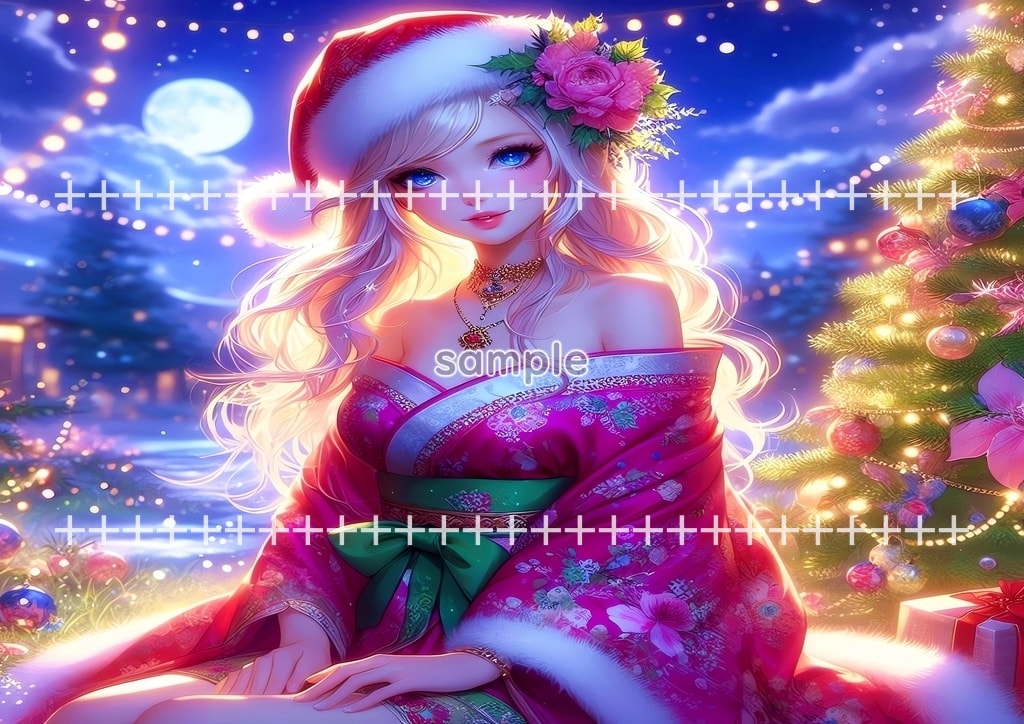 サンタ美少女 クリスマス 01 オリジナル絵イラスト著作権フリー画像素材 40P Santa_girl_01_06